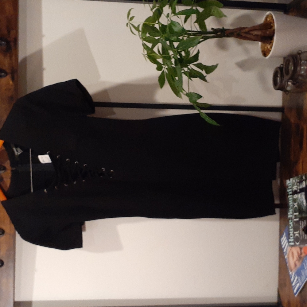 Witchy Deep-V Black Dress NWT